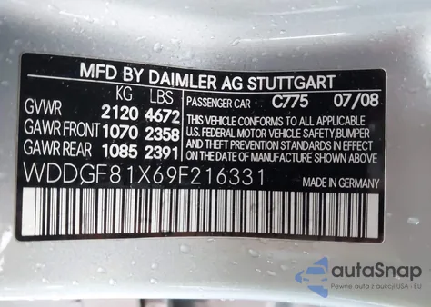 2009 Mercedes-Benz C 300 Luxury 4Matic/Sport 4Matic z USA, uszkodzony, nr VIN WDDGF81X69F216331